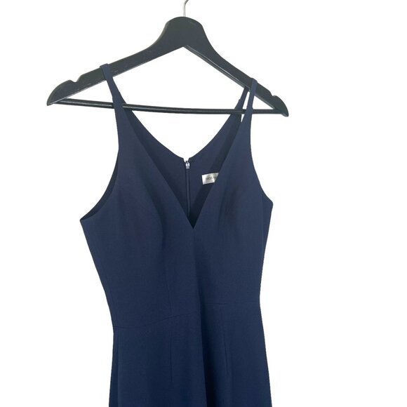 Dress the Population Anita Navy Plunging V Neck Sleeveless Midi Sheath Dress XS - Picture 2 of 12